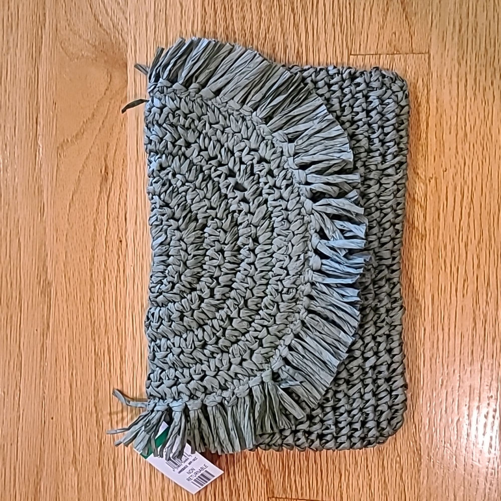 Nordstrom Flexible Straw Green Clutch